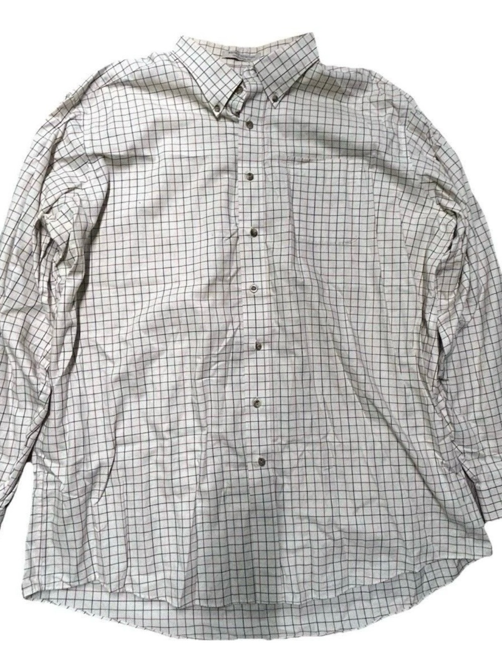 Men’s LL Bean Wrinkle Resistant Cream Plaid Button Down Shirt Size XXLT